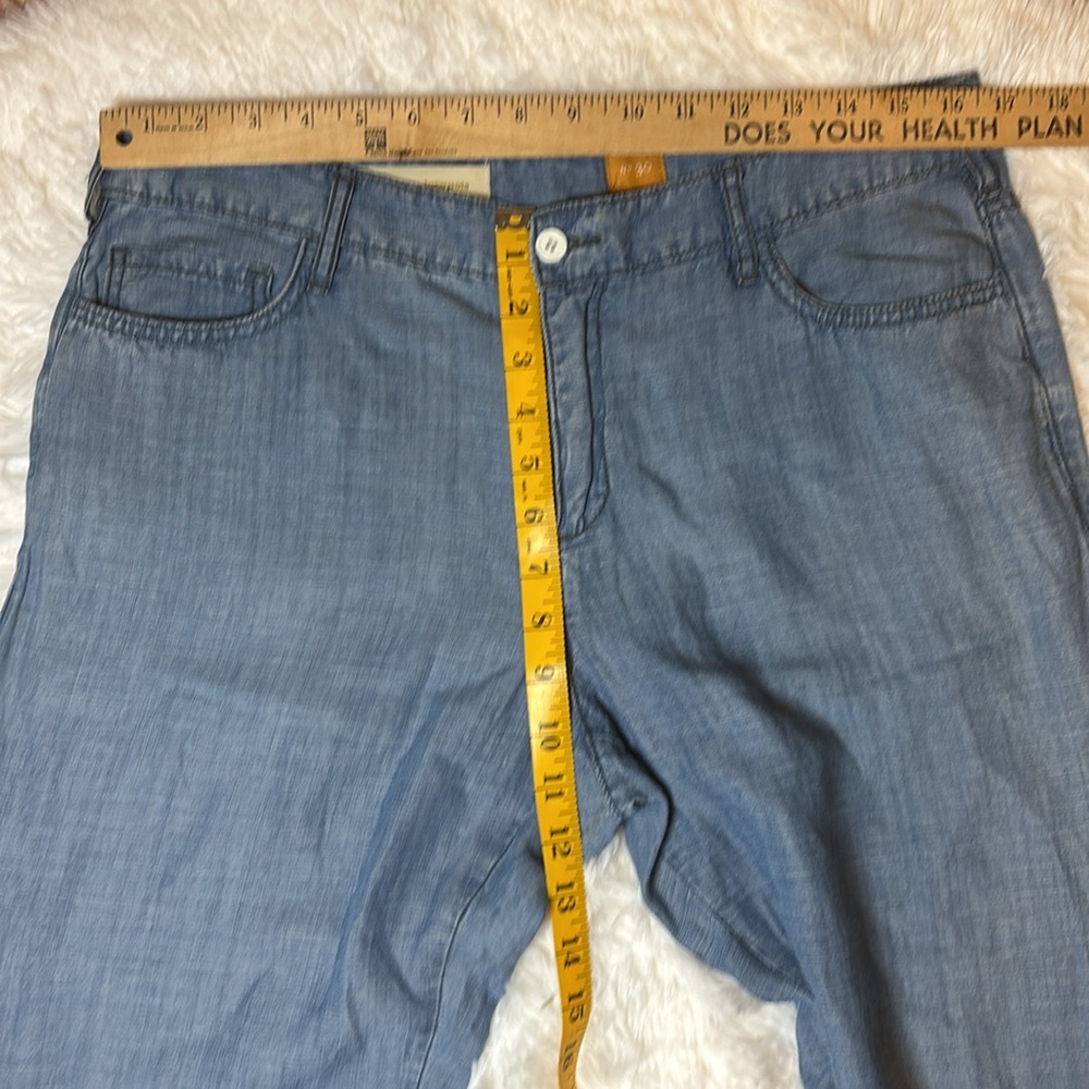 Anthropologie Pilcro Blue Chambray Tencel Linen Wide Leg Pant 30" Mid Rise - Picture 5 of 12